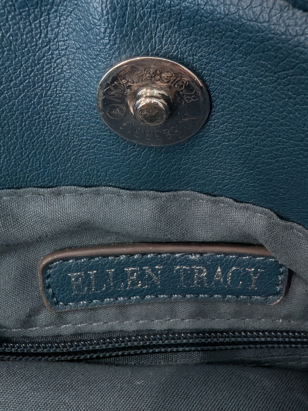 Ellen Tracy Quilted Crossbody Tote in Slate Blue-Excellent Condition - Picture 14 of 16